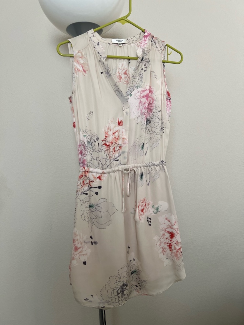 Aritzia 100% Silk: Floral Sleeveless Drawstring Dress